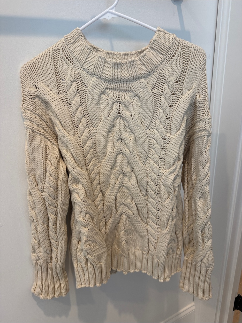 La Ligne oversized Cable Knit Cream Crewneck Sweater